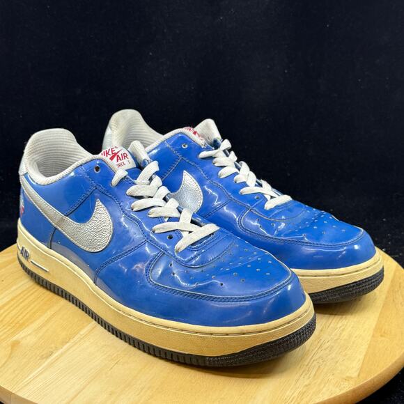 Nike Air Force 1 Shoes Mens Size 11 Blue Silver Texas Basketball Patent Leather main image 6